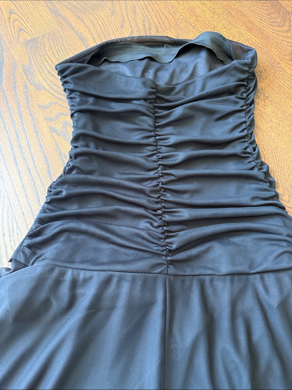 Strapless Black Chiffon Handkerchief Hem Dress - Picture 6 of 6